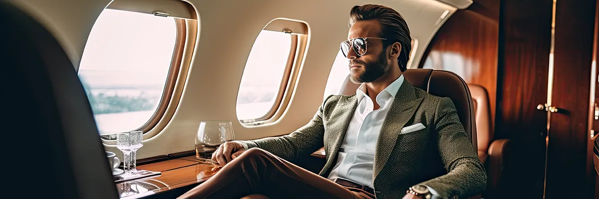 man on a private plane